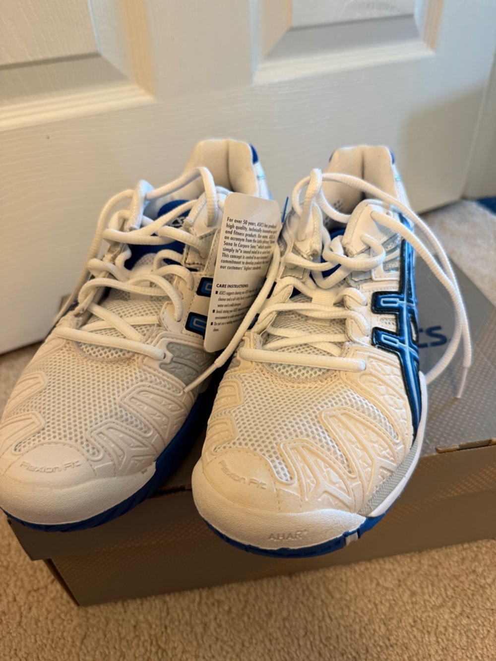 Asics E300Y Gel Resolution 5 White/Royal Blue Tennis Shoes